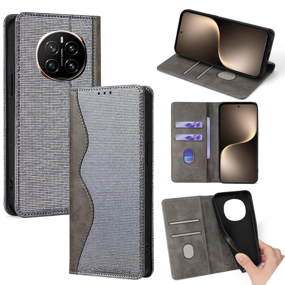 

For Honor Magic7 5G Leather Case Wallet Stand Phone Cover with RFID Blocking Grey