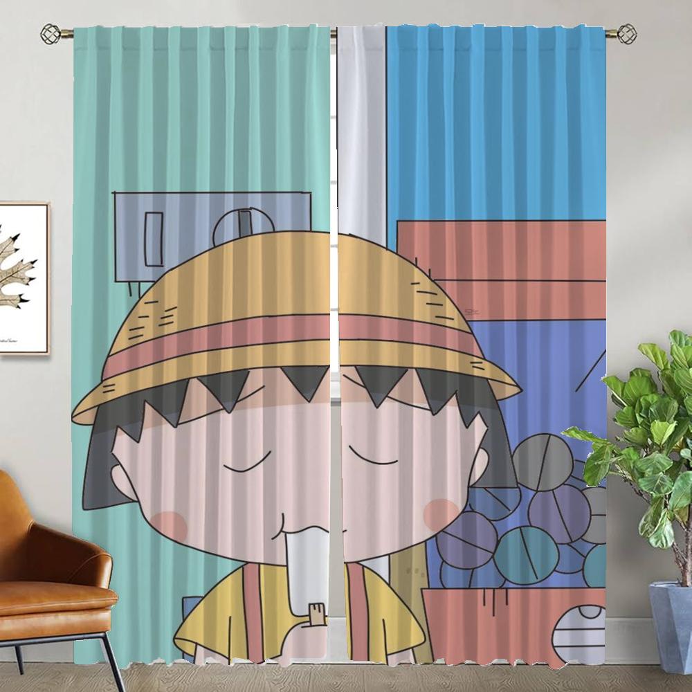 

Chibi Maruko-chan Tulle for Bedroom Blackout Curtain for Room 2 Panel Kitchen Curtains Home Interior Curtains Shades Partition W50xH70cmx2pcs-CL