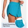CHARMLEAKS Women's High Waisted Swim Shorts Drawstring Board Shorts with Zipper Pockets Liner