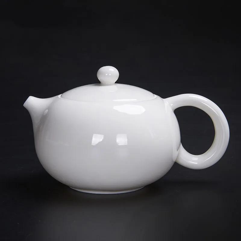 NLSLASI Chinese Handmade White Porcelain Teapot Ivory White Tea Pot Ceramics Teaware Tea Infuser Pu'er Oolong Tea Filter Kettle