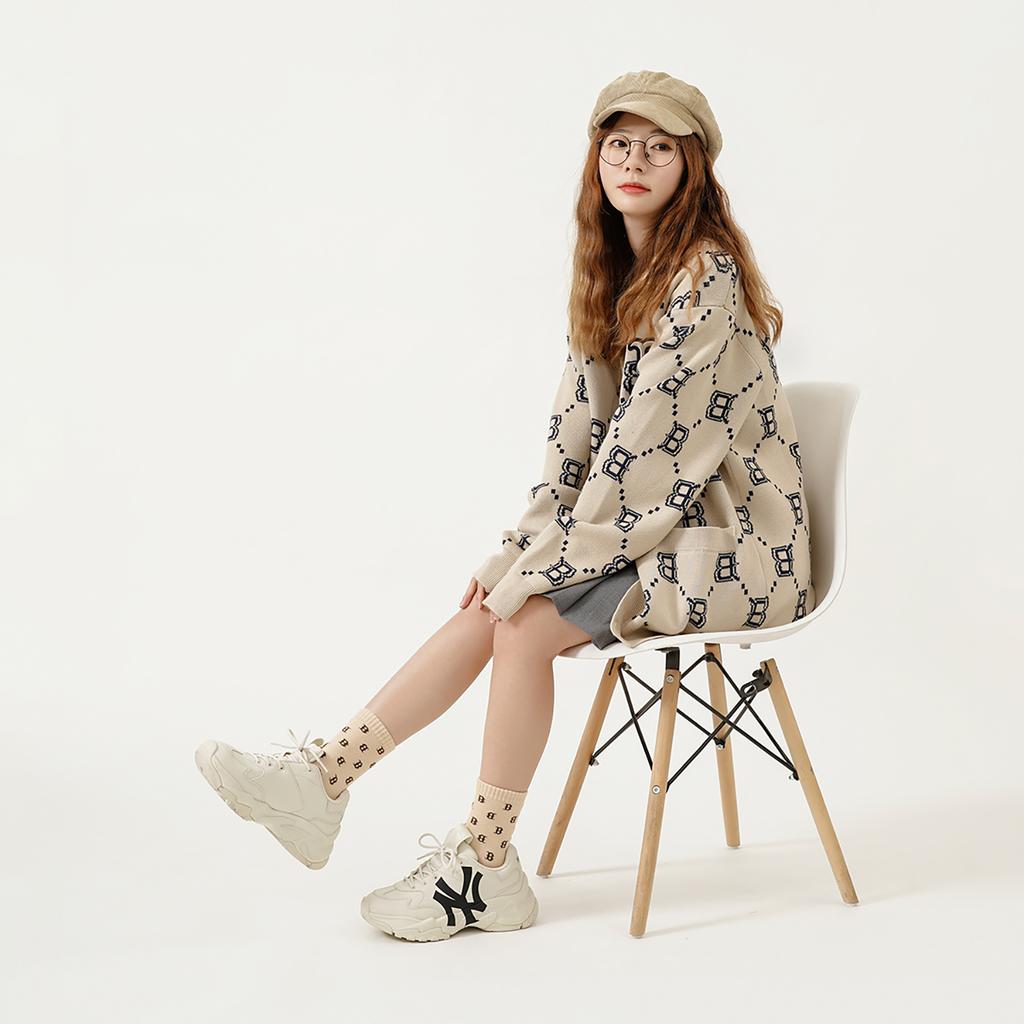 New MLB Base Logo Knitwear Unisex Beige 3AKCM0221-43BGS