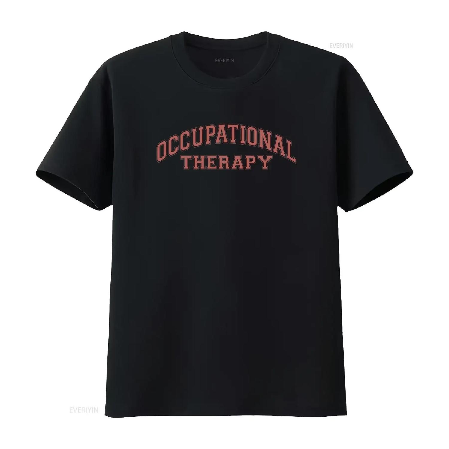 

Футболка для occupational therapy (эрготерапии) OT для терапевта и студента, винтажная, стираная, дышащая, уличный стиль, топ для повседневной носки, эластичная S чёрный