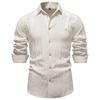 Spring Autumn Men's Long Sleeve Shirts Soft Casual Solid Color Daily Wear Turn Down Collar Single Breasted Shirt Man