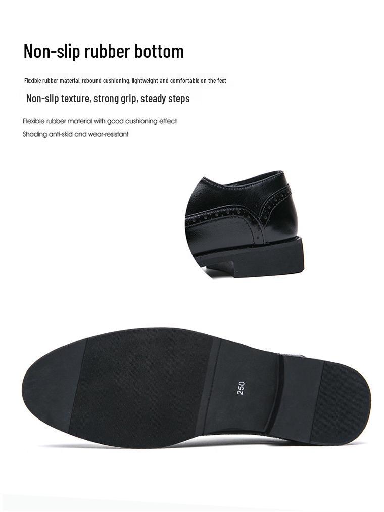 British Men's Carved Leather Brogues with Pointed Toe - Plus Size Formal & Casual Color Block Shoes