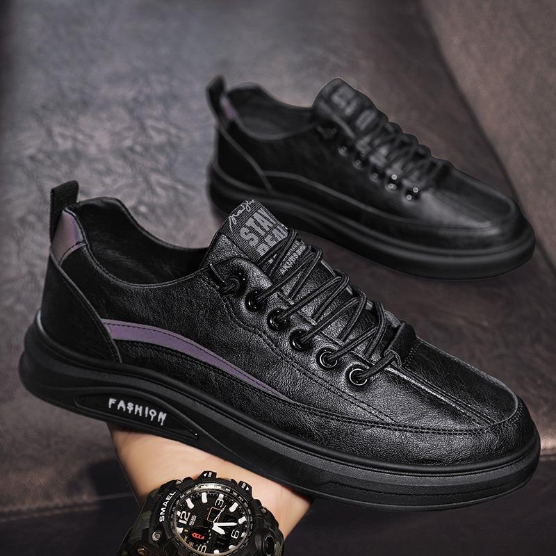Winter men's shoes new men's sports casual leather shoes student board shoes black autumn and winter chef men