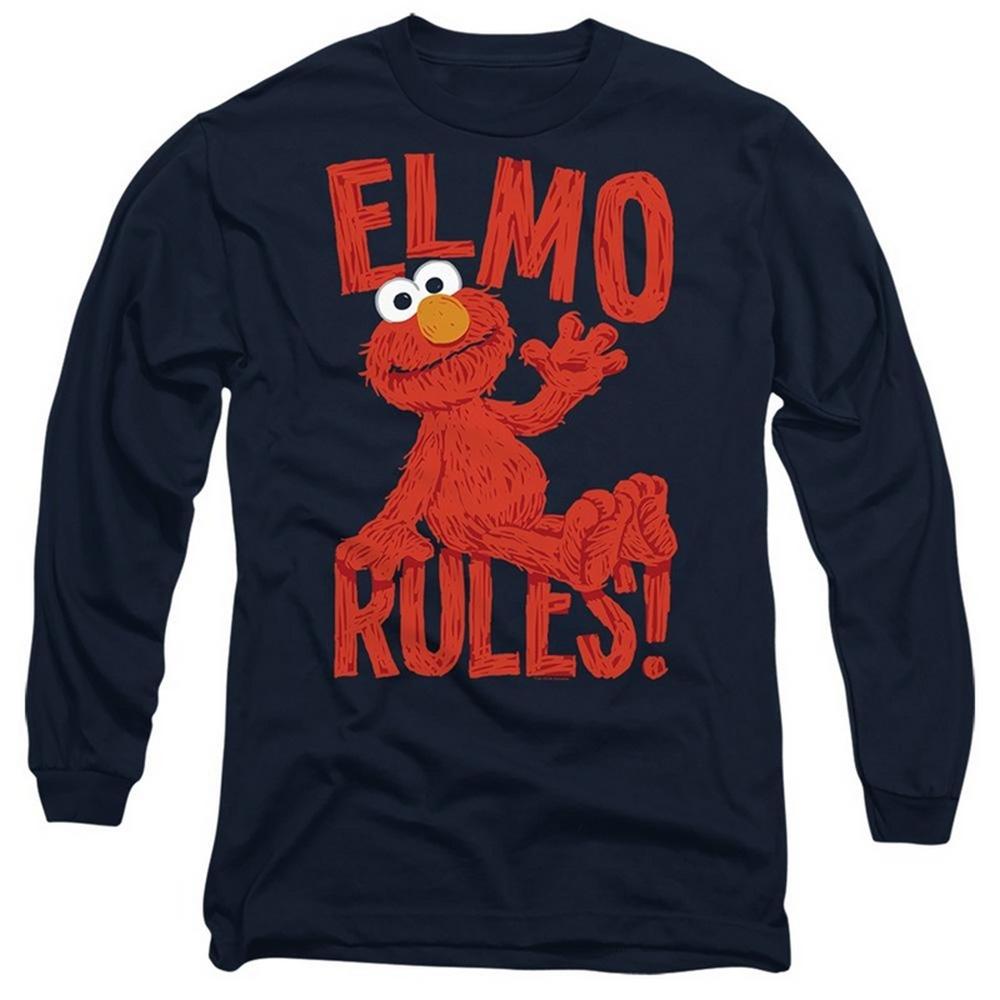 Sesame Street Unisex Adult Rules Elmo Long-Sleeved T-Shirt