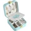 PU Leather Portable Double Layer Jewelry Storage Box with Mirror Earrings Ring Makeup Box
