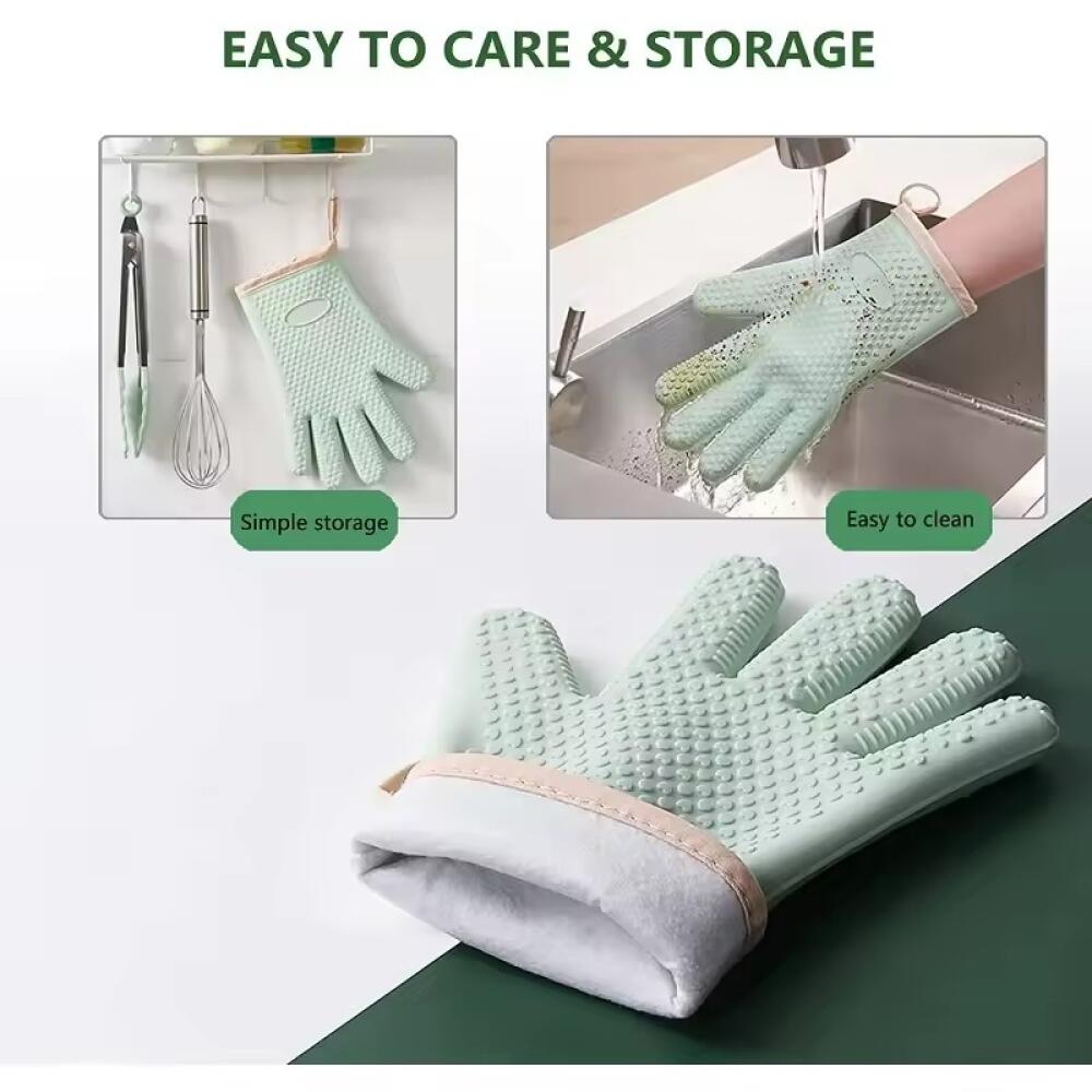 Mănuși de Silicon Îngroșate Anti-opărire Rezistente la Căldură Mănuși pentru Copt cuptor cu Microunde Mănuși pentru Grătar Mănuși Anti-alunecare Mănuși Izolatoare Termic