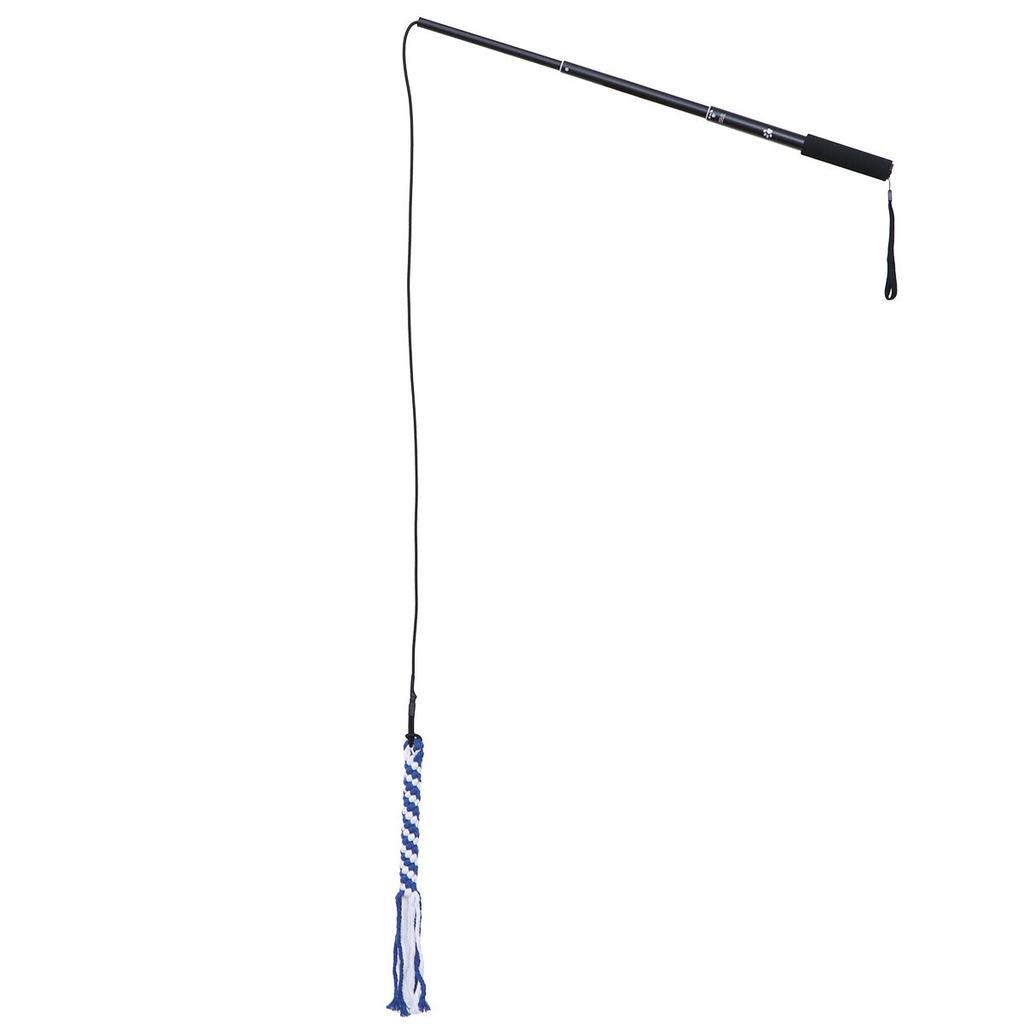 Interactive Dog Flirt Pole Extendable Size S Cotton Rope Dangler Black for Training Healthy Pet Exercise Teaser