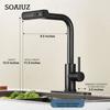 Kitchen Faucet with Pull Down Sprayer, Black Waterfall Touch Single Hole Stainless Steel Kitchen Sink Faucet American Standard