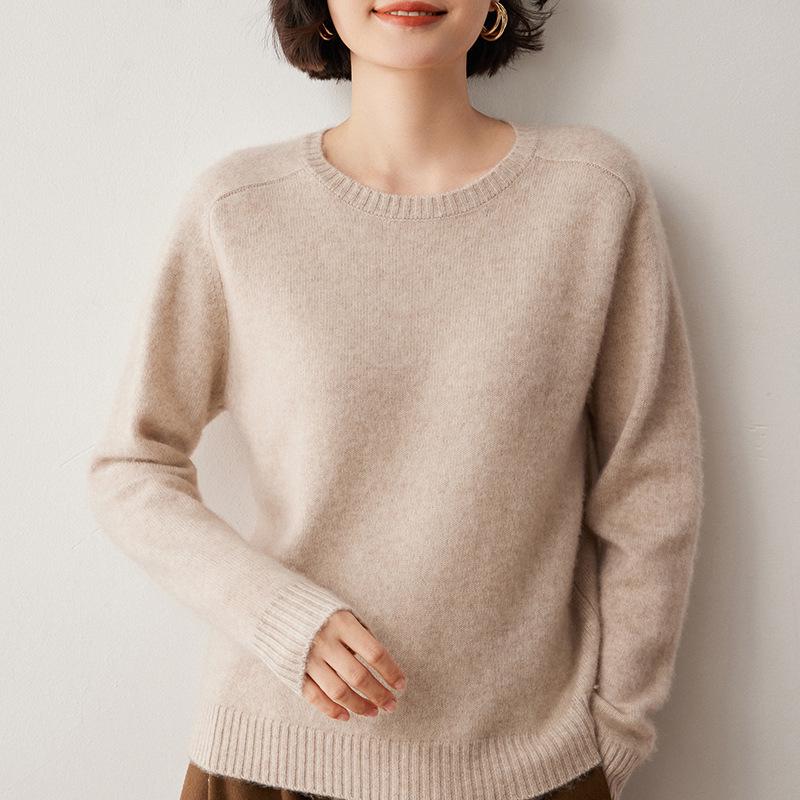 Women's Thickened Round Neck Cashmere Wool Sweater Pullover - Versatile Autumn/Winter Knitwear Top