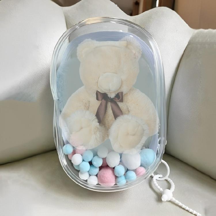 Plush Doll Storage Bag Keychain Dustproof PVC Toy Pouch Keyring for Key Collection Creative Women Backpack Accessory