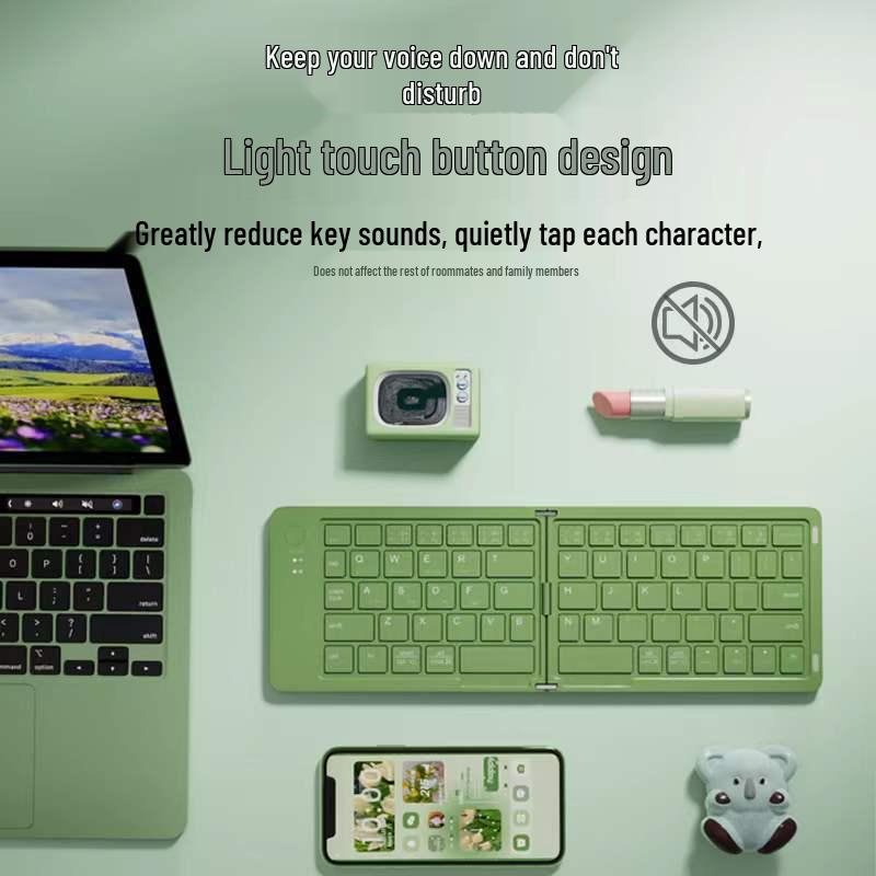 Macaron Color Foldable Bluetooth Keyboard with Phone Stand for Mobile and Tablet.