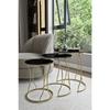 Rya 3-seat Nesting Coffee Table Gold Color Metal Leg, Marble Patterned Shatterproof Glass