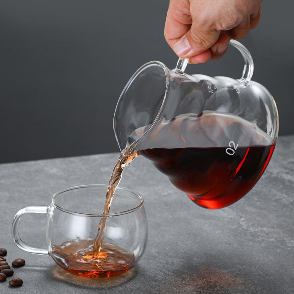 Pour Over Coffee Maker Set 600ml Coffee Server with Glass Coffee Dripper Paper Filters for