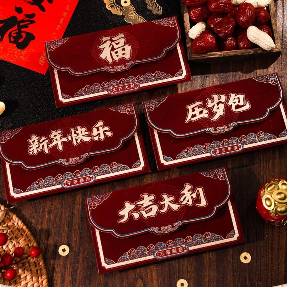 Traditional New Year Gift Bags Blessing Lucky  Money Pocket Creative Good Luck Red Packet  Bonus
