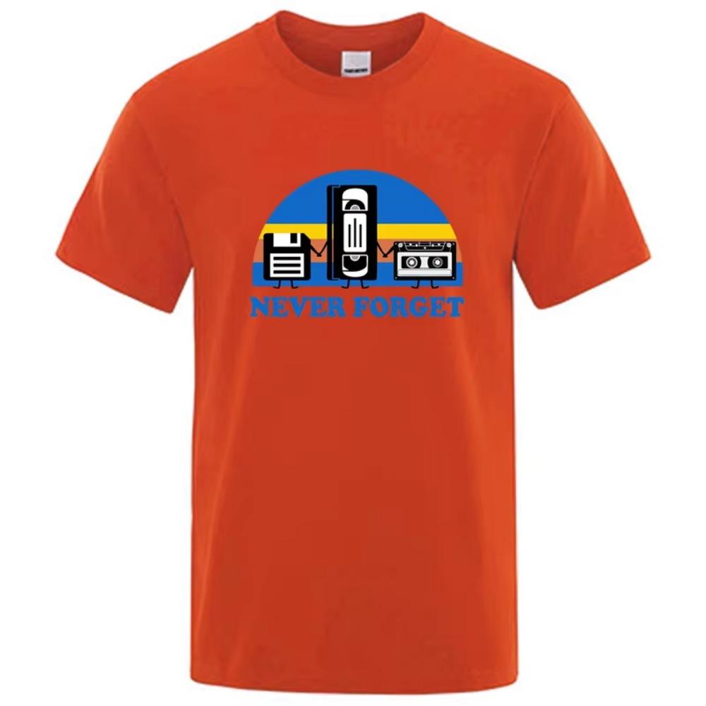 

Летняя мужская футболка Никогда не забывай Саркастичный графический Музыка Смешной принт 100% футболка Свободный мужской топ Повседневная с коротким рукавом S красный