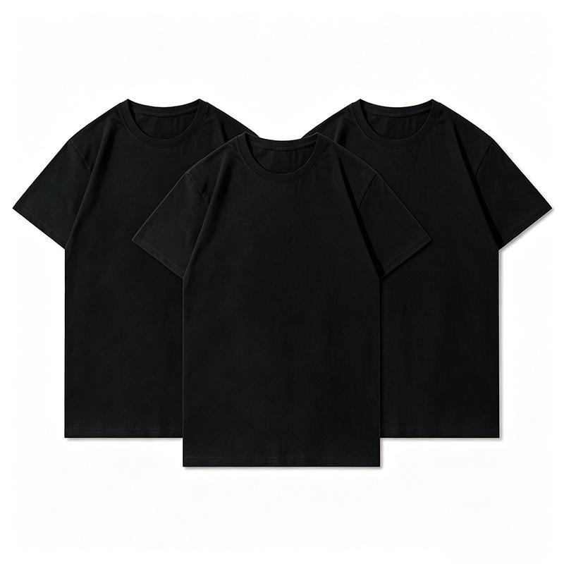 3PCS Summer Cotton T-shirt Men Women T-shirts Fashion Harajuku Short-sleeves Solid Color Tops