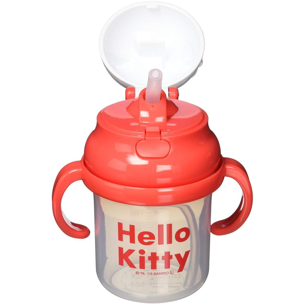 Skater Baby Straw Hopper Double-Handled Mug, 230ml, 3D Design, Sanrio Hello Kitty, Suitable for babies 8 months and up, One-Push Silicone Straw