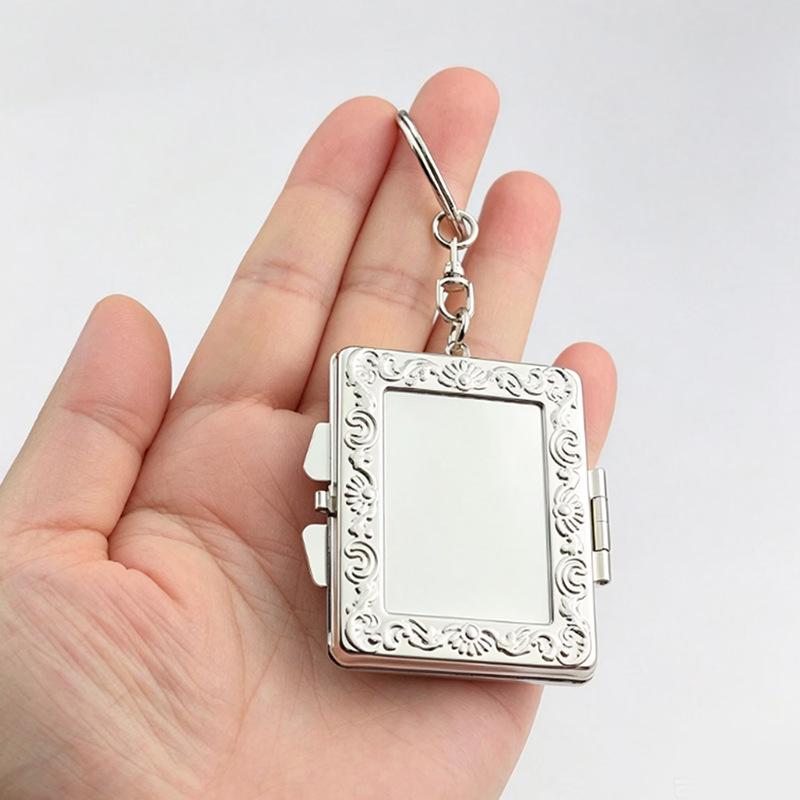 Compact Double-Sided Mini Makeup Mirror Keychain Pendant