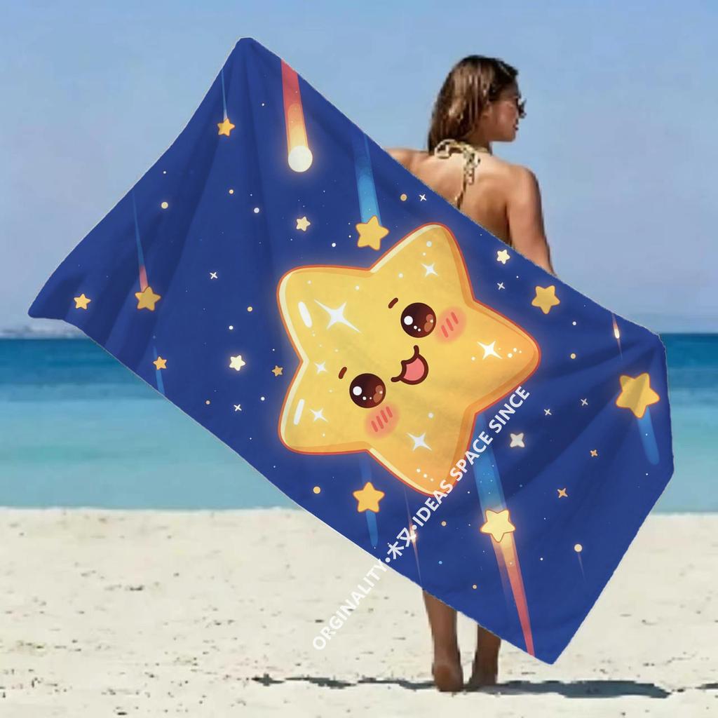 Cute Starry Sky Beach Towel Patterned Sunscreen And Windproof Suitable For Swimming Pool Camping Travel Blanket