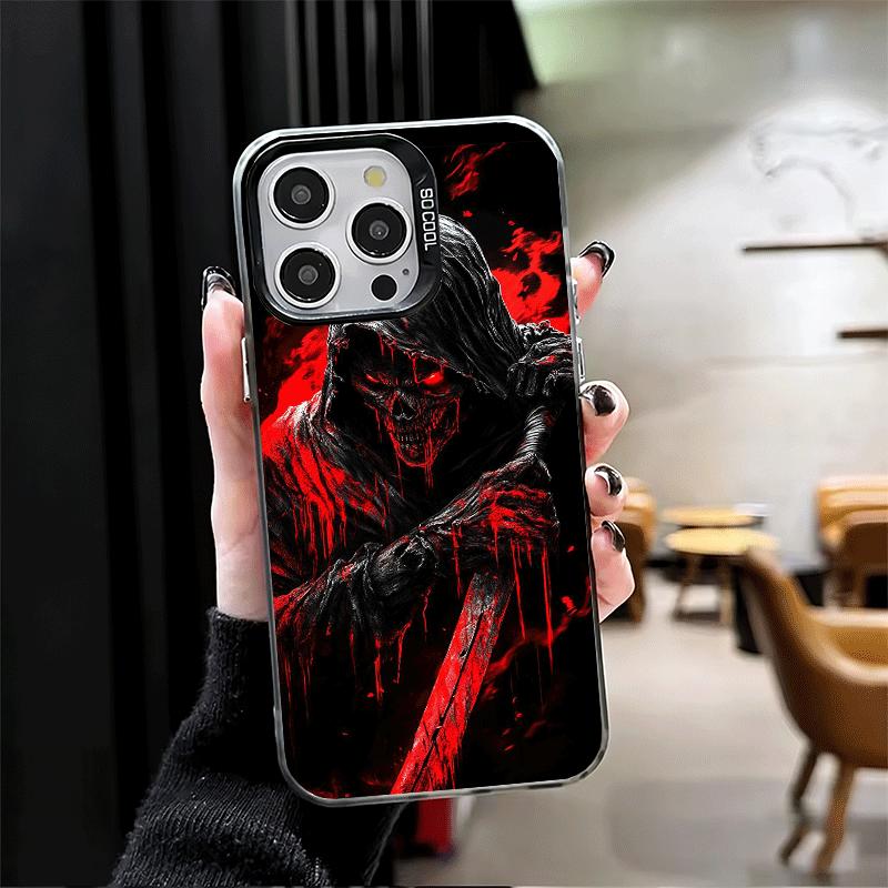 Tod Sensenmann Schädel Sense Weiche Handyhülle für iPhone 15 16 17 Pro Max 17Air 16E 14 Plus 13 12 Mini Stoßfeste Hülle Rückseite Sh
