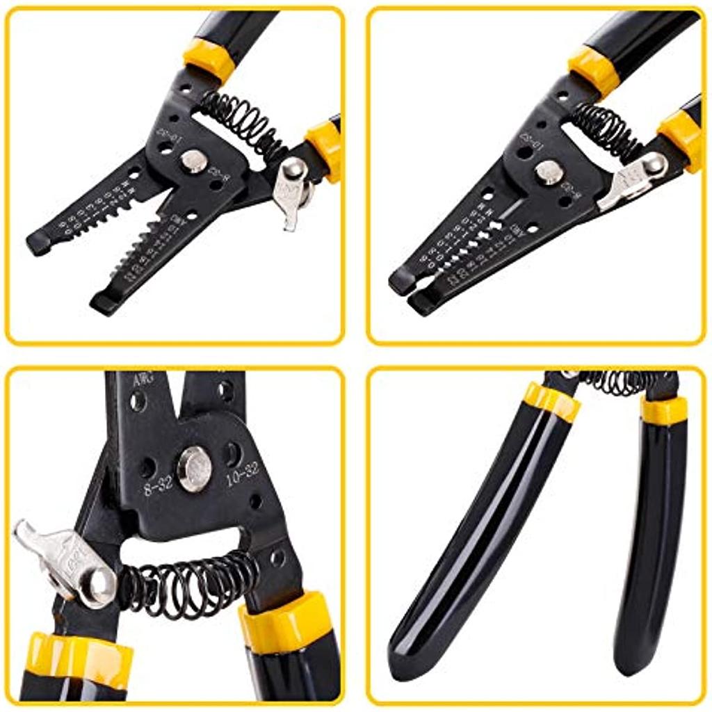 7-Inch Wire Stripper, 10-22AWG Cutting and Crimping Device, Multi-Functional manual Tool for Copper Wire Stripper, professional