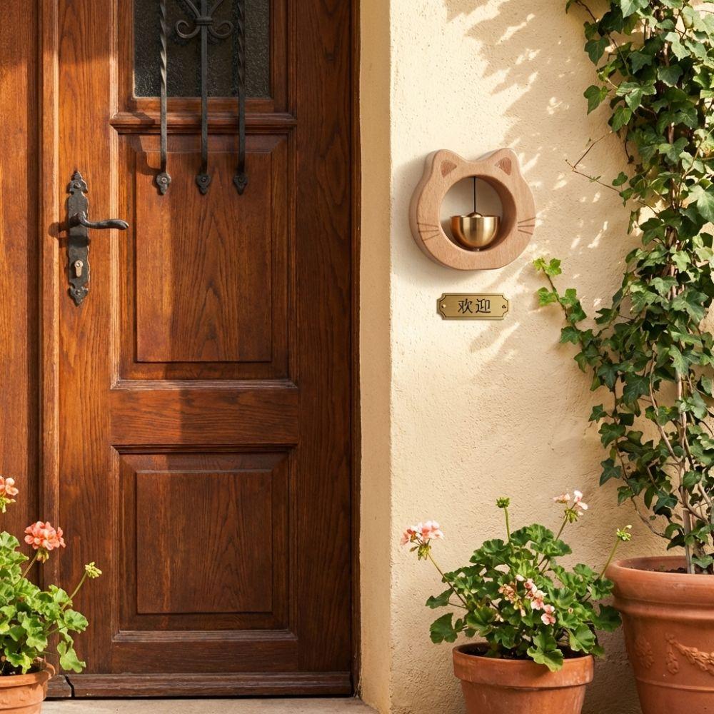 Magnetic Entrance Chime Wall Hanging Door-sucking Doorbell Unique Cat Wooden Doorbell  Office