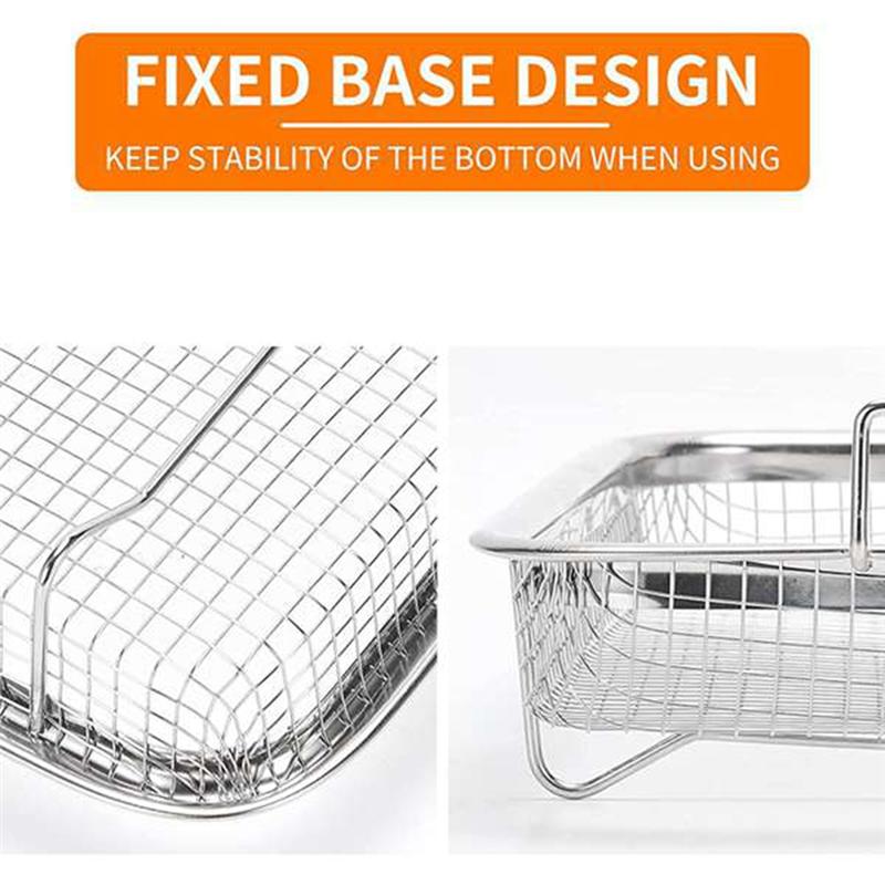 3 Pack Air Fryer Basket for Oven, Stainless Steel Grill Basket Non-Stick Mesh Basket Set, Air Fryer Tray Wire Rack