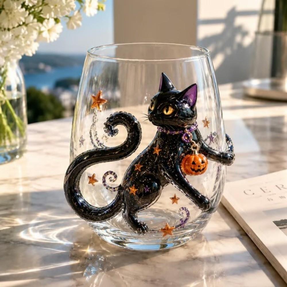 Tazza da tè in vetro creativa 3D Fantasma di Halloween Zucca Tazza in vetro in rilievo Tazza trasparente per latte Decorazione per la casa