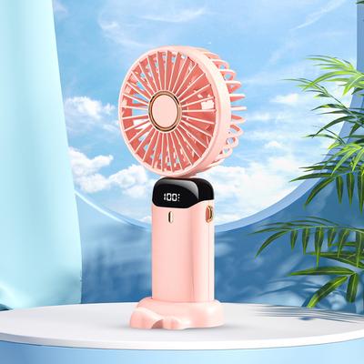 Portable Hand-Held Fan 5000mAh Retractable Mute Fan LED Display Desktop Folding USB Electric Fan for Home Office Camping Outdoor