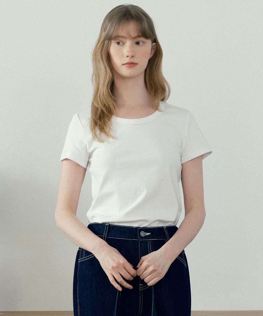MIND BRIDGE WOMEN [W] U-Neck Basic Slim Fit Short Sleeve T-Shirt - 3 Colors