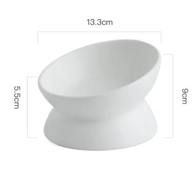 Elevated Cat Bowls Small Dog 15° Tilted Raised Food Feeding Dish Ceramics Stand Feeder for Cats and Puppy 6 Colors
