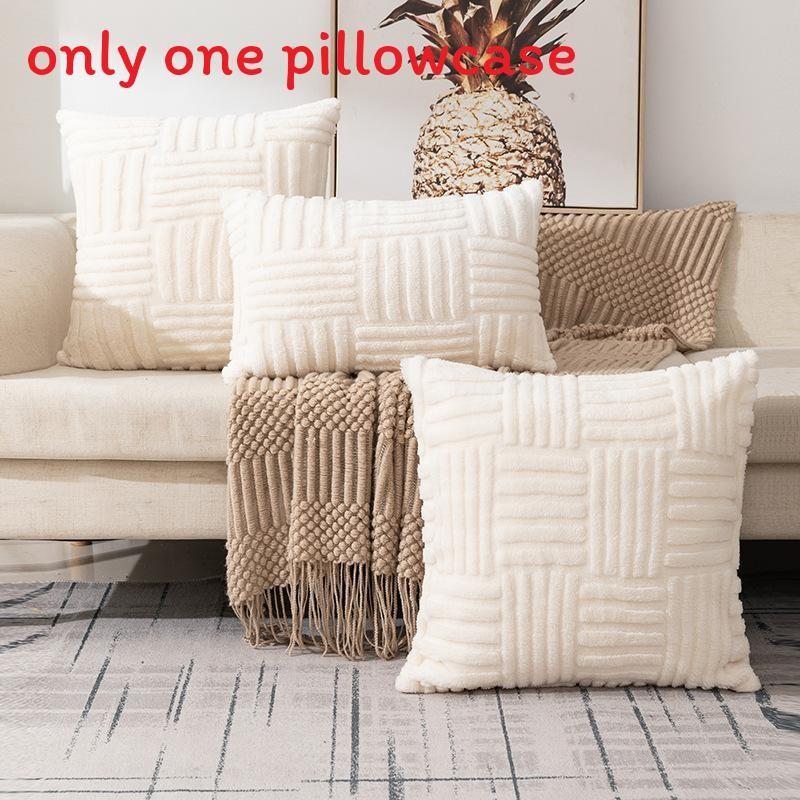 Color Striped Solid Snowflake Velvet Pillowcase Home Decoration Bedroom Sofa