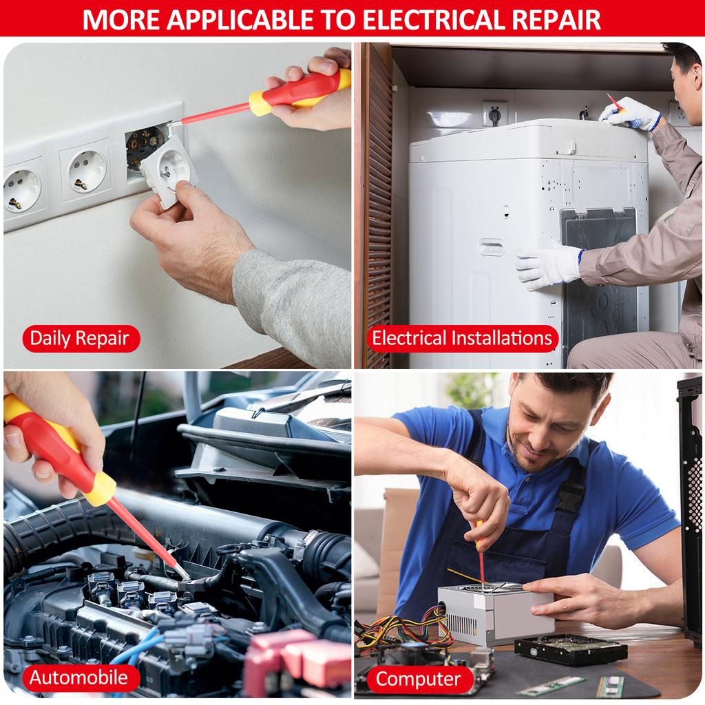 PENGGONG 9715 8PCS 500V Insulated Screwdriver Set, Magnetic Single-Head Insulated Screwdriver Set,