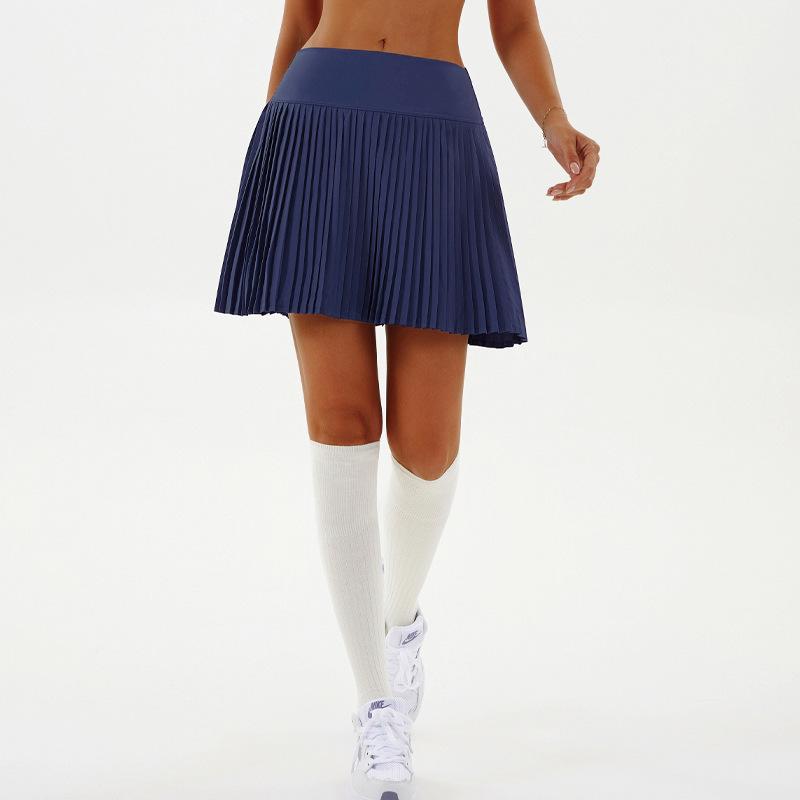 Casual stretch high waist fashion sports skirt quick-drying double-layer pleated skirt fitness yoga tennis suit