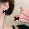Korean Flocked Flower Pear Earings Fashion Jewelry Elegant Bowknot Rose Earrings for Women Stud Earrings Pendientes Gifts