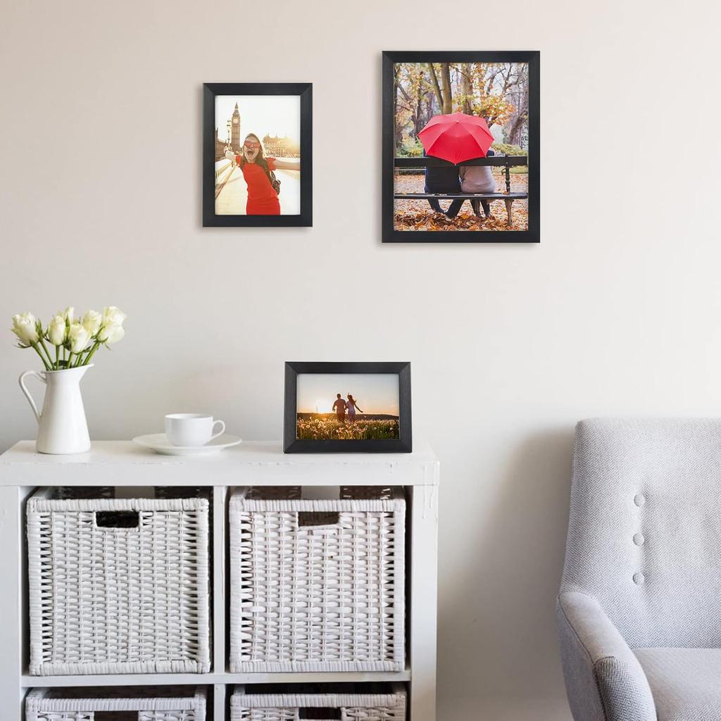 Giftgarden 10-Pack Black Picture Frames for Multiple Sizes Photos, Two 8x10, Four 5x7, Four 4x6, Multi Assorted Photo Frame for Collage Wall or