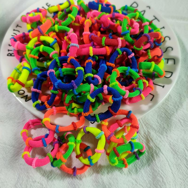 50/100pcs/Set Kids Colorful Nylon Elastic Hair Bands Ponytail Holder Hair Ties Gum Rubber Band Headband Girls Hair Accessories
