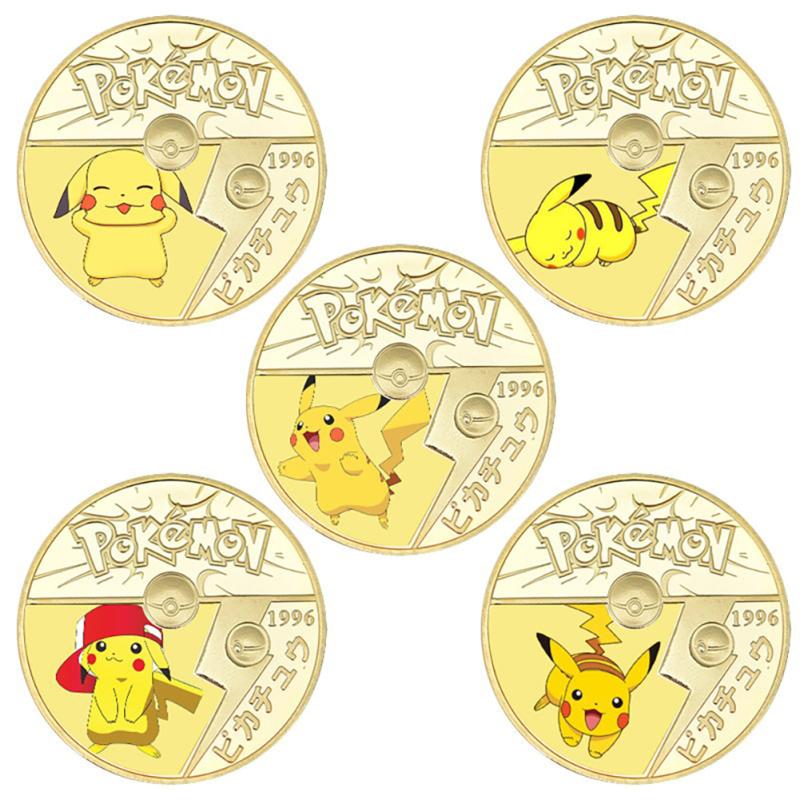 Pokemon Pikachu Commemorative Coin With Gift Box Cartoon Anime Commemorative Badge For Fans