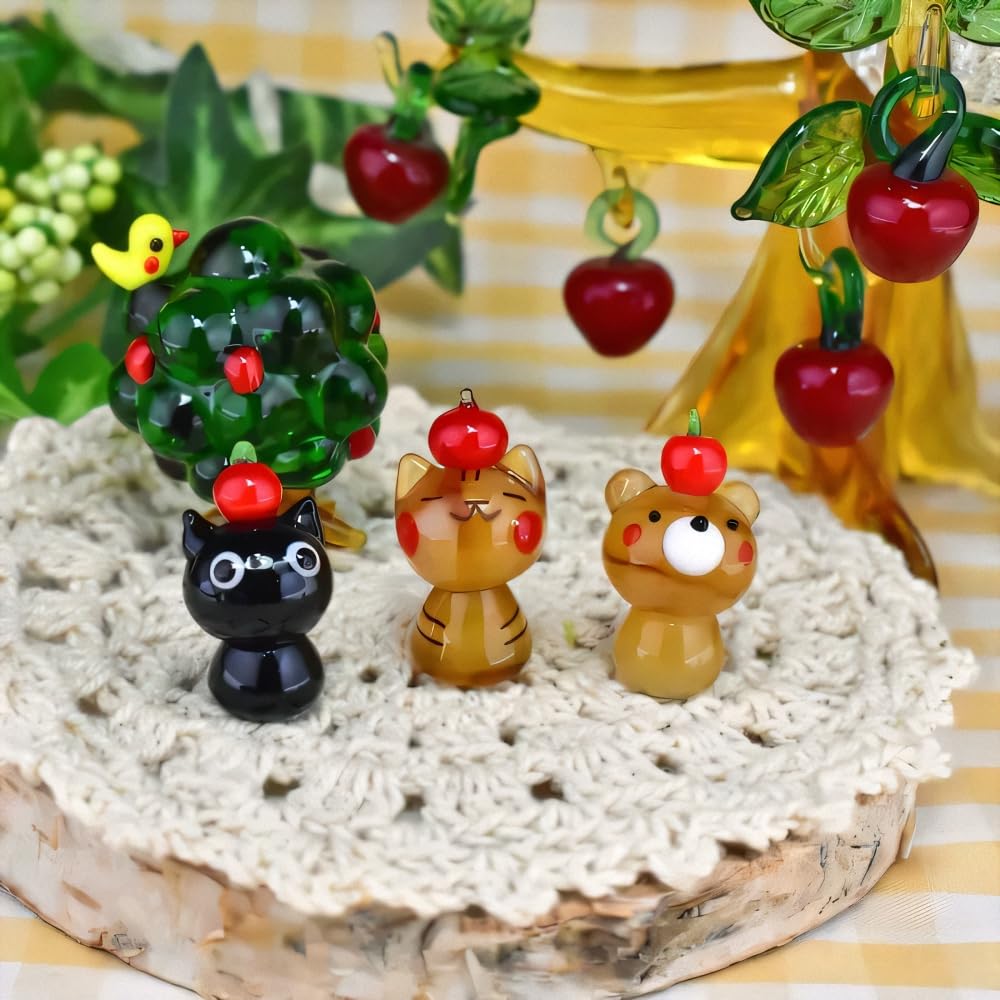 Four Cart Cute Handmade Glass Apple Bear