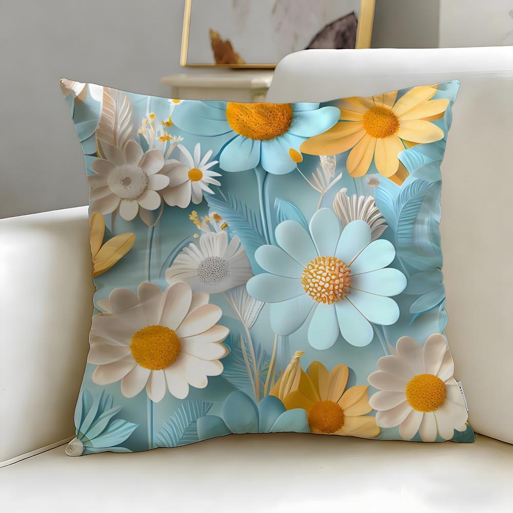 3D Flower Cushion Cover Soft  EasyWash Pillow Case  Versatile for Couch Bed Travel and Office