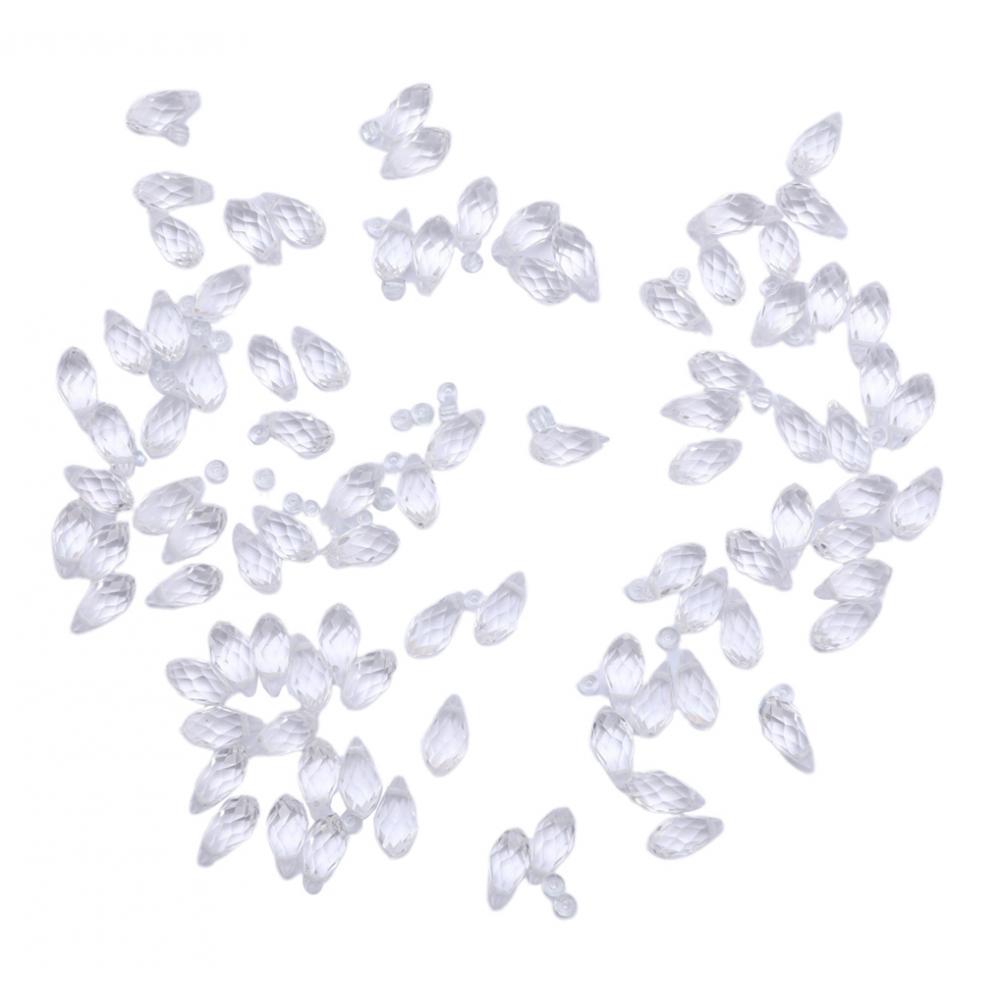 100x Crystal Glass Faceted Beads Charm Pendants Drilled DIY Craft Clear