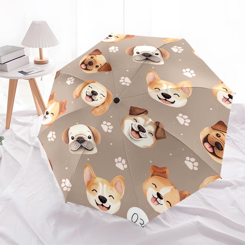 

1pc Corgi Faces Pattern Umbrella with Plastic Handle,Compact & Stylish,Cartoon Pattern,Outdoor UmbrellaPT491