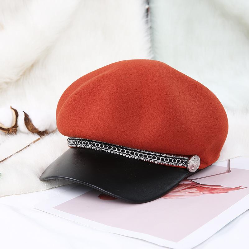 Octagonal hat autumn and winter ladies popular imitation woolen fashion beret cold warm hats