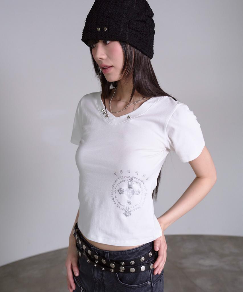PRENDA Star Stud Short Sleeve White