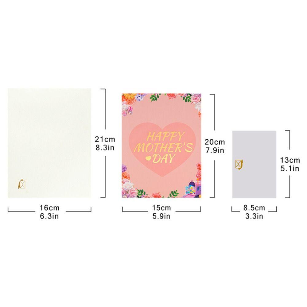 Beautiful Mother's Day Cards Writable Card 3D Pop-Up Design Holiday Greeting Card Thank-You Blessing Flowers Design