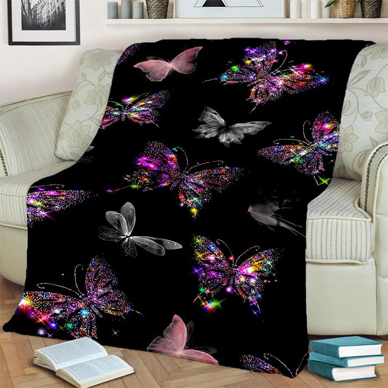 Cartoon Dream Butterfly Flower Blanket,Soft Throw Blanket for Home Bedroom Bed Sofa Picnic Travel Office Rest Nap Cover Blanket