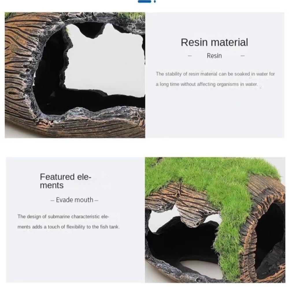 Moss Fish Tank Accessories Landscaping Fish Hiding Cave Garden Pond Ornaments Broken Barrel  Tank