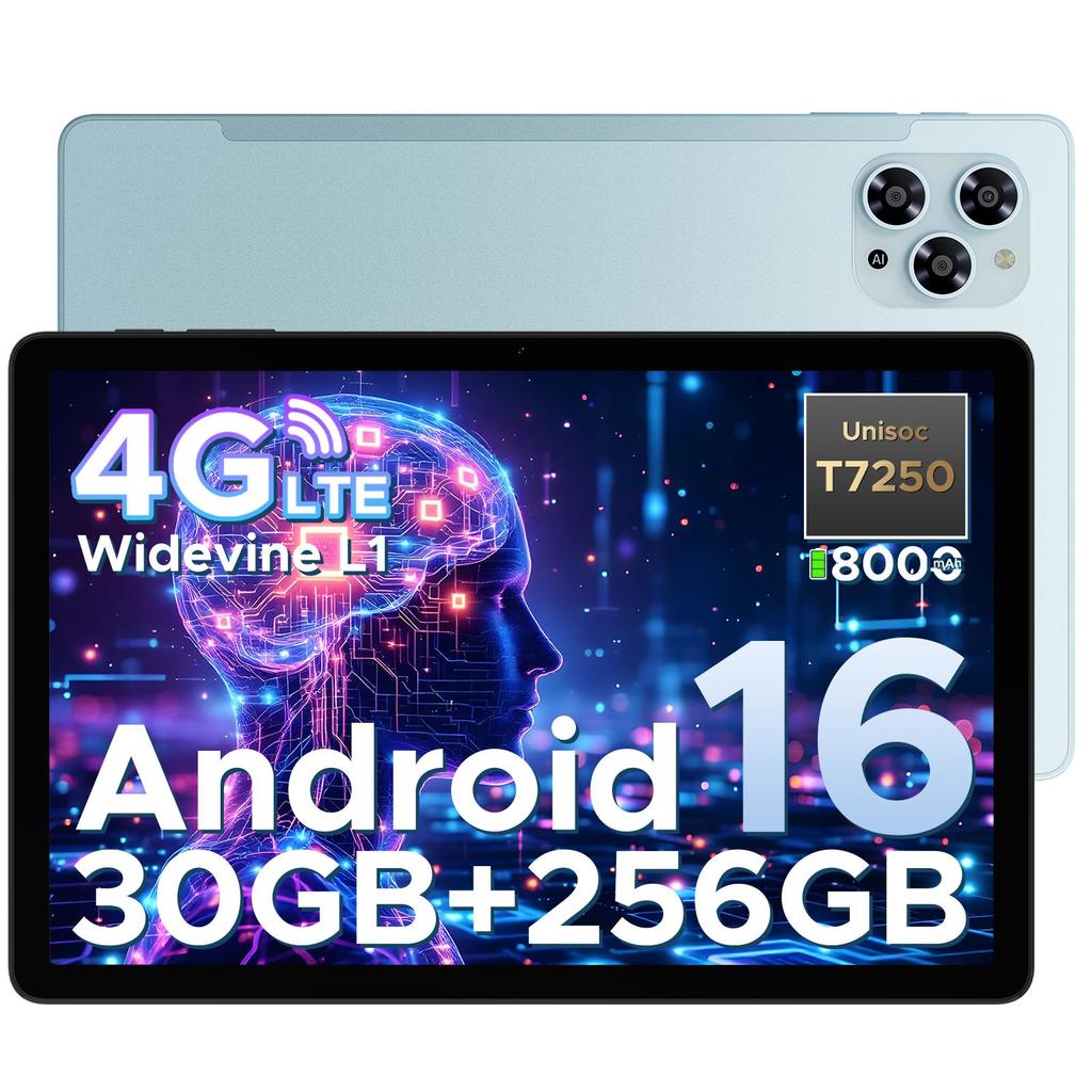 Doogee TAB G6 Tablet 11 Zoll Android 16 Tablets, 30 GB + 256 GB / 2 TB, 8000 mAh & T7250 Octa Core, 4G LTE + 2 Lautsprecher